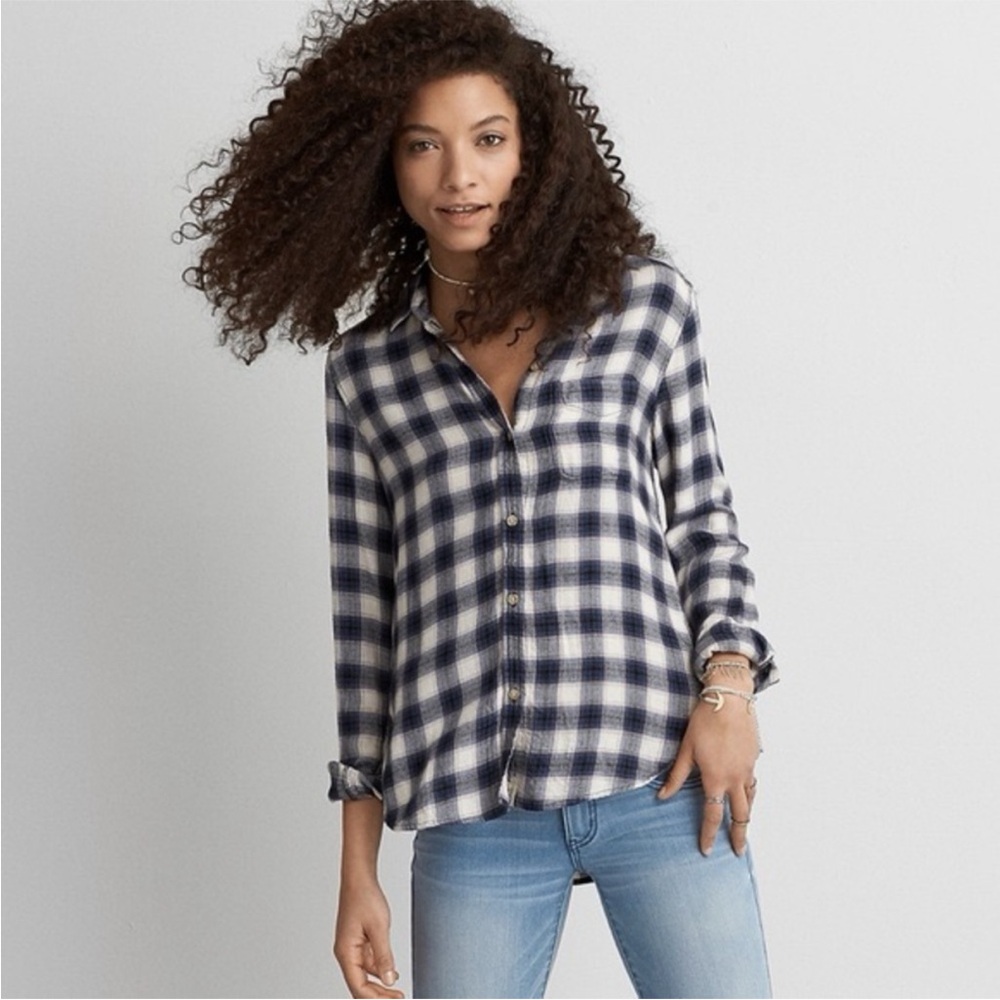 American Eagle Blue and White cozy flannel
